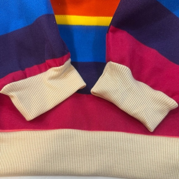 XUERUAI Colorful Striped Pullover Hoodie Ribbed Cuffs and Waist Size Medium NWT - Picture 4 of 9